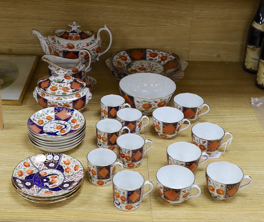 A 19th century English porcelain part tea and coffee set, probably Coalport and a similar Wedgwood part set